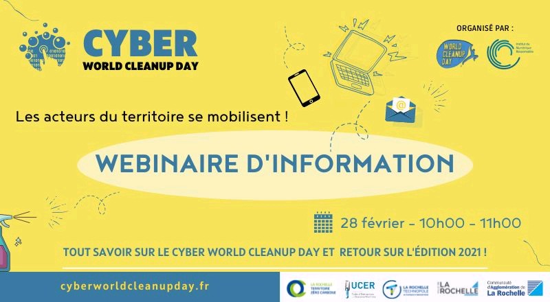 LRTechnopole's tweet photo. #Webinaire : ensemble relevons le défis d'un Cyber World CleanUp Day réussi ! 🌎
Participez au challenge #CWCUD du 14 au 19 mars prochain !
➕ d'infos et inscription au webinaire 👉 https://t.co/SgW1pnH1A8
#CyberCleanUpDay #Nettoyonsnosdonnees https://t.co/JcQM1ortUq