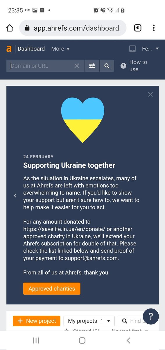 DriveContent's tweet photo. Well done @ahrefs. A great example of how businesses can support the people of Ukraine in this scary time 🙏 https://t.co/f4ZvINqpiz