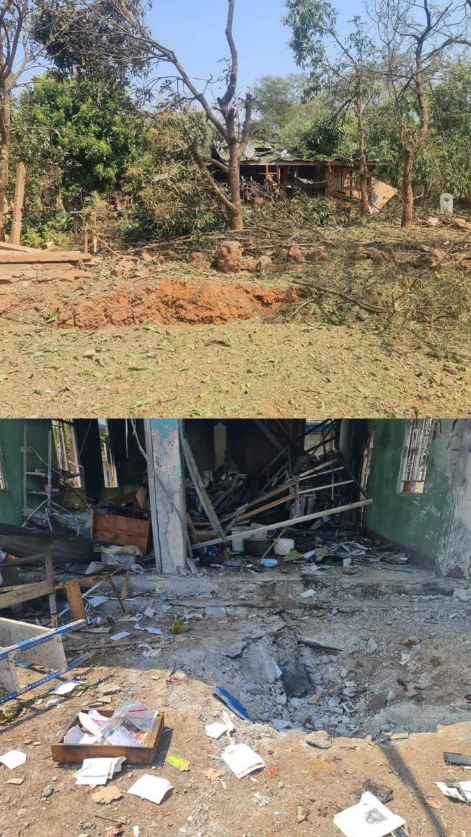 spring21MM's tweet photo. UPDATE:
Starting from around 11am on Feb 24, SAC Deliberately Launched  Airstrikes at least 7 times during the intensified clash with PDF in #Phekone Tsp,Kayah State—Causing many damages to Civilians houses &amp; Properties.
#NoFlyZoneInMyanmar
#2022Feb24Coup
#WhatsHappeningInMyanmar https://t.co/EzxvUkO12o