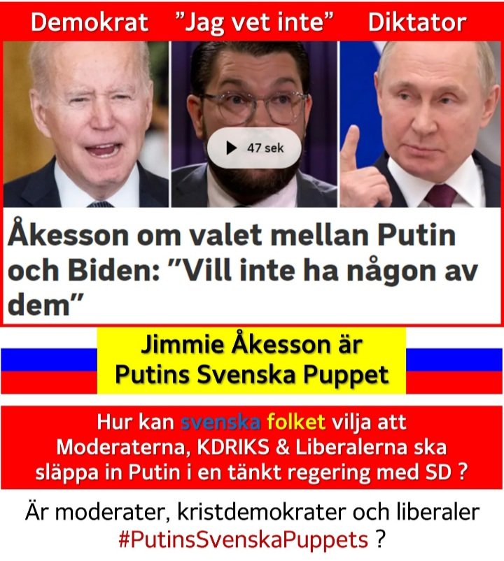 BoerjeBrandt's tweet photo. Igen och igen,
Nu måste
#Sverige 🇸🇪 inse att
Alla #Trumpister 🇷🇺 i
@moderaterna
@kdriks
@sdriks 🇷🇺
.
.
Är STORT SÄKERHETSHOT för och mot 🇸🇪
.
.
För de gillar också #Putin 🇷🇺
.
.
#Svpol #Säkpol #Svfm #Föpol #Etik #Moral #Ukraina 🇺🇦 #Ukraine #BlockPutinWallets https://t.co/iM4NORWq32