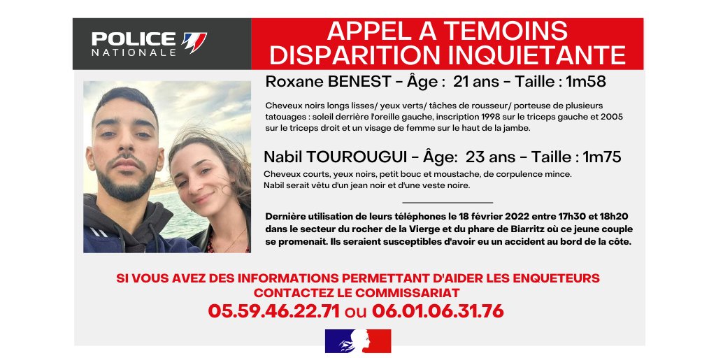 PoliceNat64's tweet photo. [#AppelATémoins]
Nous sommes toujours à la recherche de ce jeune couple.
Nous réactualisons nos informations les concernant.
Merci pour votre aide et vos RT. https://t.co/78zzgWY0E5