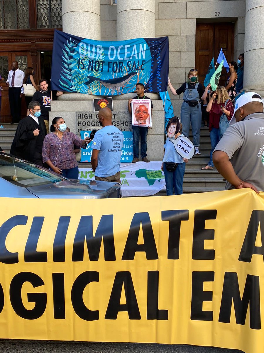 CtxRebellion's tweet photo. South Africans make their voices heard at Cape Town High Court this morning in support of the court hearing against Seismic Blasting on the #weskus. We will win this just like we won against Shell! 

#BanSeismicTesting 
#SaveTheWestCoast
#noToOilandGas 
#tohellwithShell https://t.co/aICRRBF1nD