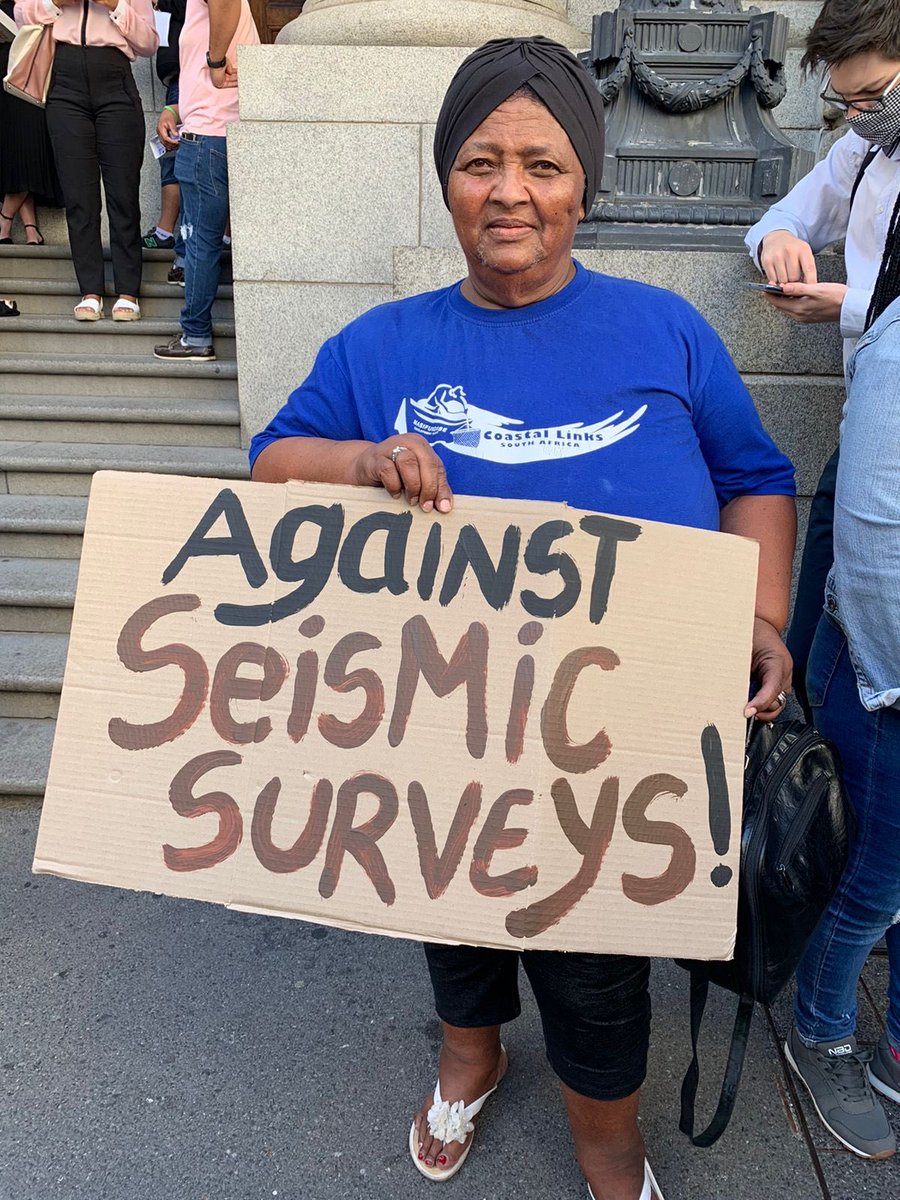 CtxRebellion's tweet photo. South Africans make their voices heard at Cape Town High Court this morning in support of the court hearing against Seismic Blasting on the #weskus. We will win this just like we won against Shell! 

#BanSeismicTesting 
#SaveTheWestCoast
#noToOilandGas 
#tohellwithShell https://t.co/aICRRBF1nD