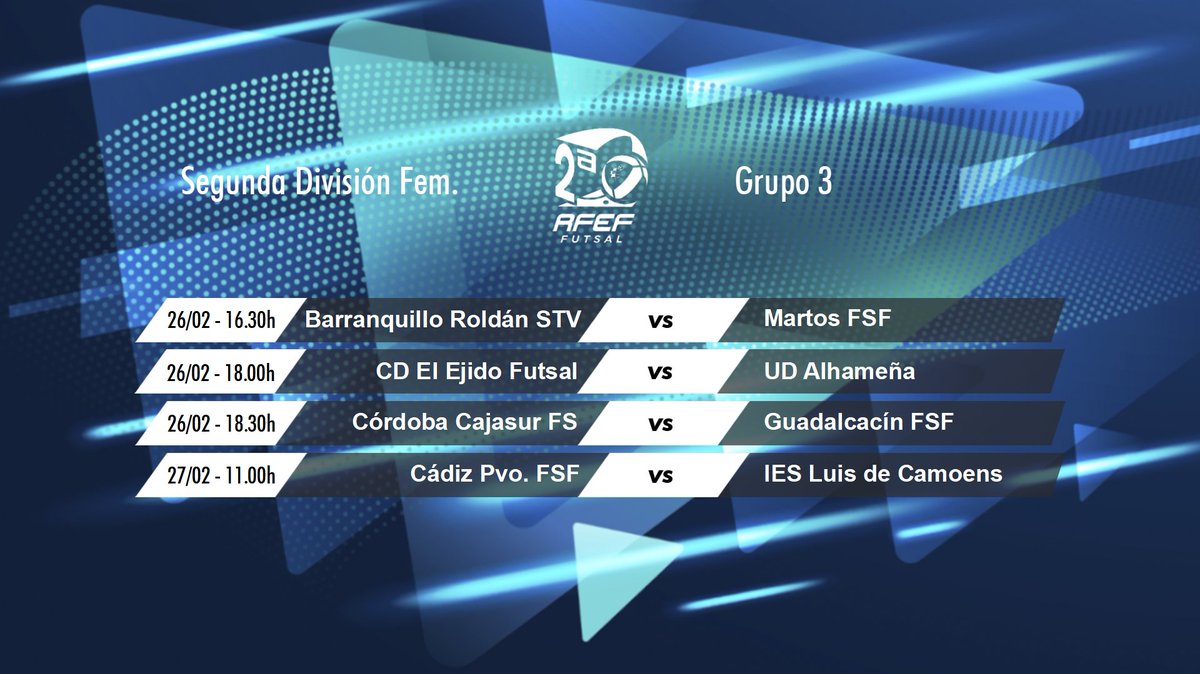 RFAF's tweet photo. 📆🕐HORARIOS🕐📆
✔️ #RetoIberdrola G. Sur 👉J18
🔗 https://t.co/5I4QOmySYk
✔️ #SegundaFSF G3 👉J16
🔗 https://t.co/ri3ay0xwOA
✔️ #SegundaFS 👉J25
🔗 https://t.co/GnDJ3vXJ47
✔️ #SegundaBFS G5 👉J22
🔗 https://t.co/8FrJQvWMmv https://t.co/1bBqdGMojI