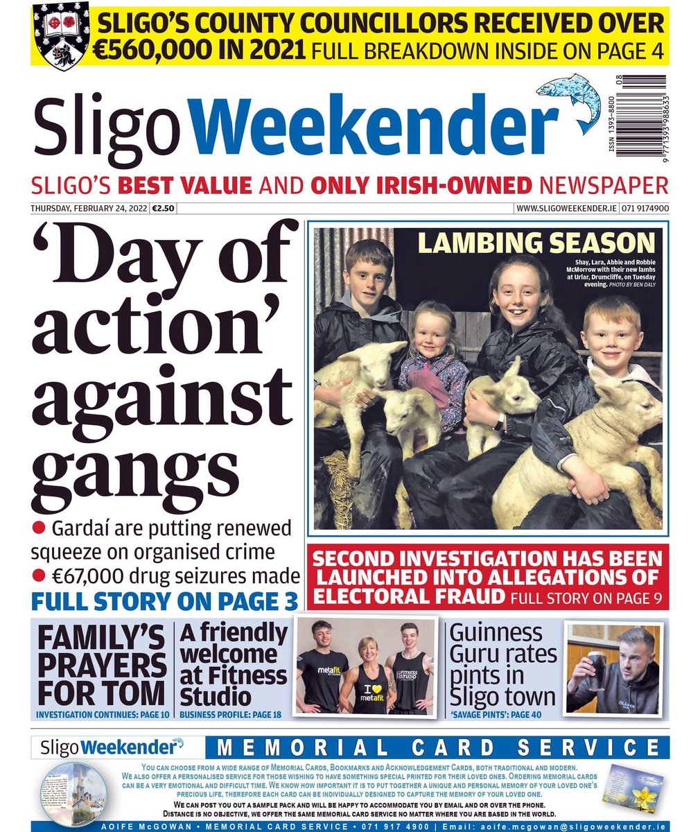 The Sligo Weekender is online and in shops now! Here's a look at this week's front page. SUPPORT YOUR LOCAL NEWSPAPER – PICK UP THE SLIGO WEEKENDER TODAY You can buy the Sligo Weekender online here: pressreader.com/ireland/sligo-…