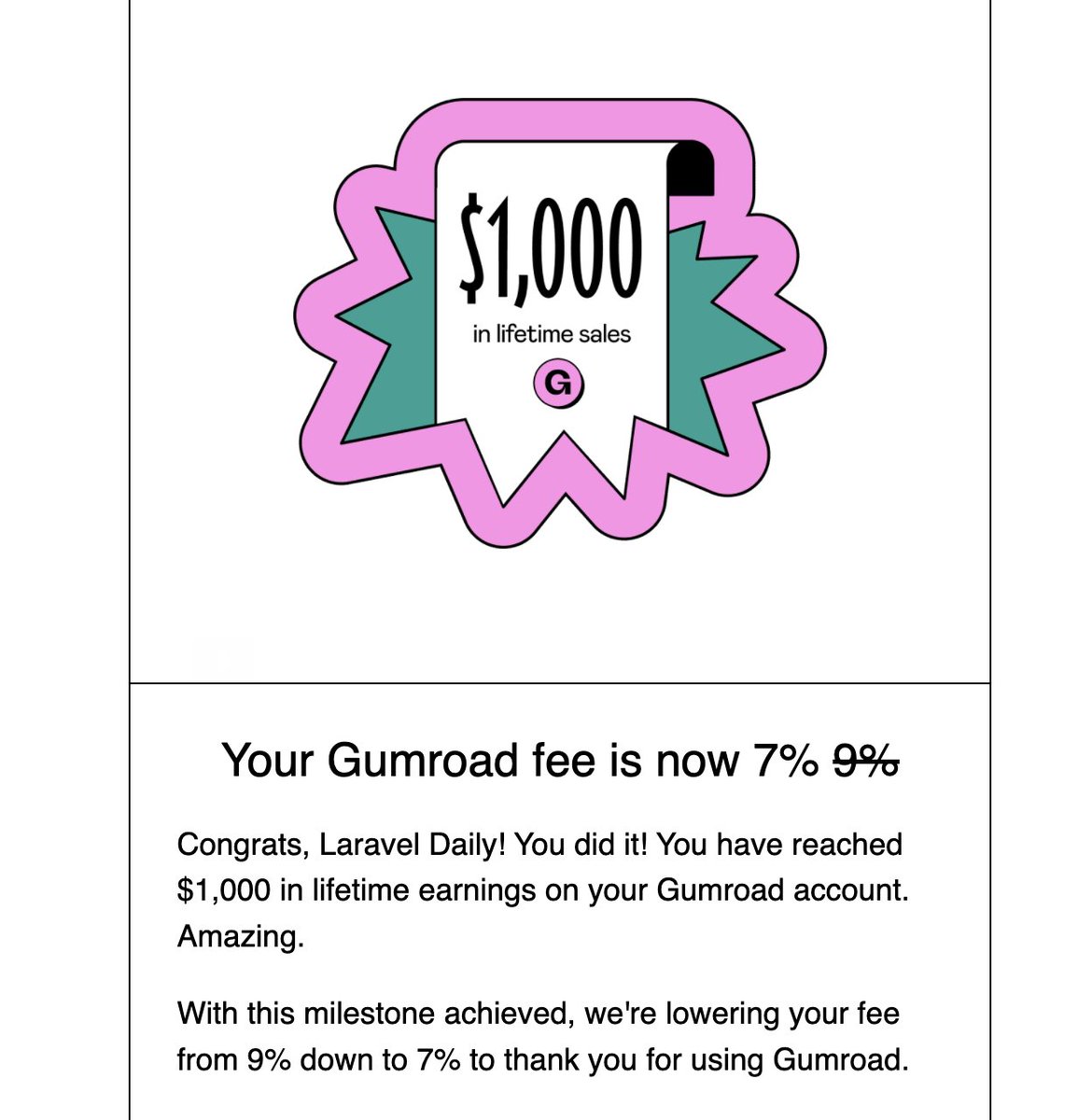 PovilasKorop's tweet photo. My new achievement on @gumroad.

Thanks for buying my products there!

The latest one is e-book "Laravel Bad Practices", selling quite well! https://t.co/vgahzU32vq 

And another new product (code repository) is coming next week. https://t.co/MxwffyfeJg
