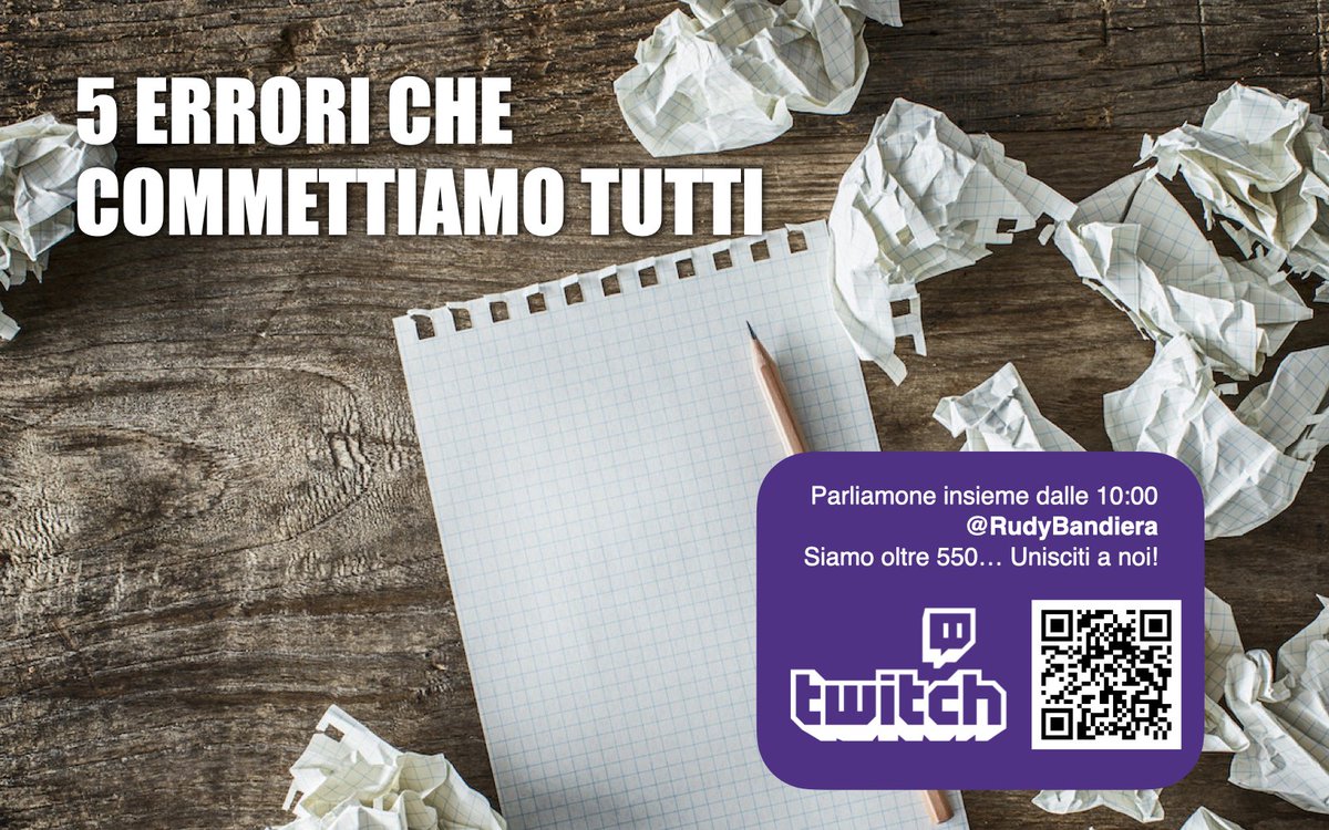 RudyBandiera's tweet image. 5 errori che commettiamo tutti e che difficilmente ammettiamo

Ripetiamo sempre che “sbagliando s’impara” ma ci sono errori che difficilmente ammettiamo e che continuiamo a ripetere...
Ne parliamo oggi su #Twitch witch.tv/rudybandiera