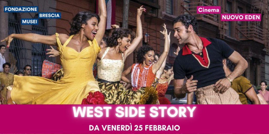 #CINEMA Da venerdì 25 febbraio alle ore 17 arriva al <a href="/NUOVOEDEN/">NUOVO EDEN</a> "West Side Story", la nuova versione del classico musical degli anni '60, diretto dal grande #Spielberg😍

Per info 👉 nuovoeden.it

#turismobrescia #brescia #film #proiezione #musical #westsidestory