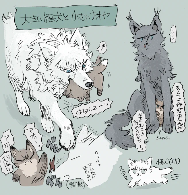 悟犬とナオヤ(獣化) 