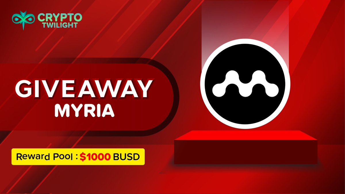 We are pleased to announce our next Giveaway campaign with Myria worth $1000 BUSD. Giveaway ending time 12:00 UTC 28 February.

✅ Follow <a href="/CryptoTwilight/">Crypto Twilight</a> &amp; <a href="/myriagames/">Myriagames</a>
✅ Like/RT &amp; tag 3 friends
✅ Join discord.gg/myria
✅ Fill up Google form
forms.gle/uE2du4kksmxG8w…