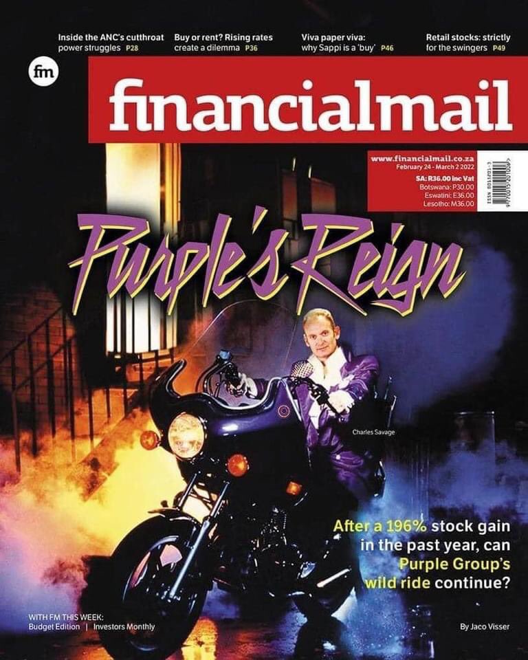 This cover is everything 🎉 Well done <a href="/CharlesHSavage/">Charles H Savage</a> and the <a href="/EasyEquities/">EasyEquities</a> <a href="/PurpleGroupPPE/">Purple Group</a> team 👏🏼👏🏼🍾🍾