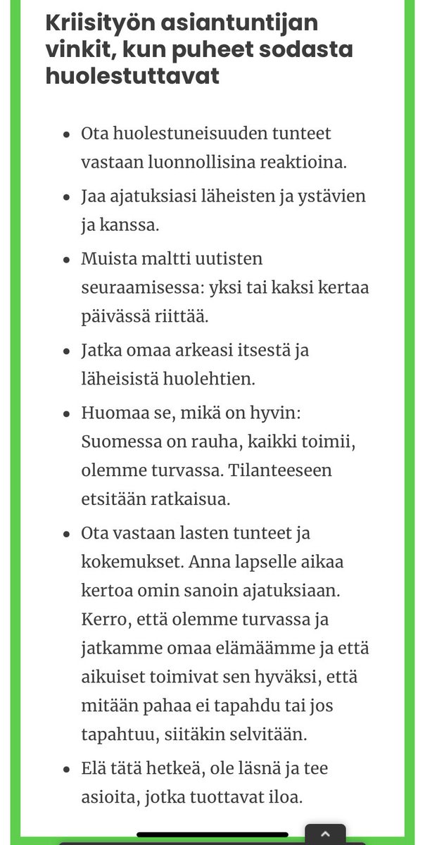 ElsiLuomi's tweet photo. Tässä kriisityön asiantuntija Outi Ruishalmeen vinkit omasta ja läheisten mielenterveydestä huolehtimiseen järkyttävien uutisten keskellä. 
@mielenterveys #mielenterveys https://t.co/h7a6g3IA4p