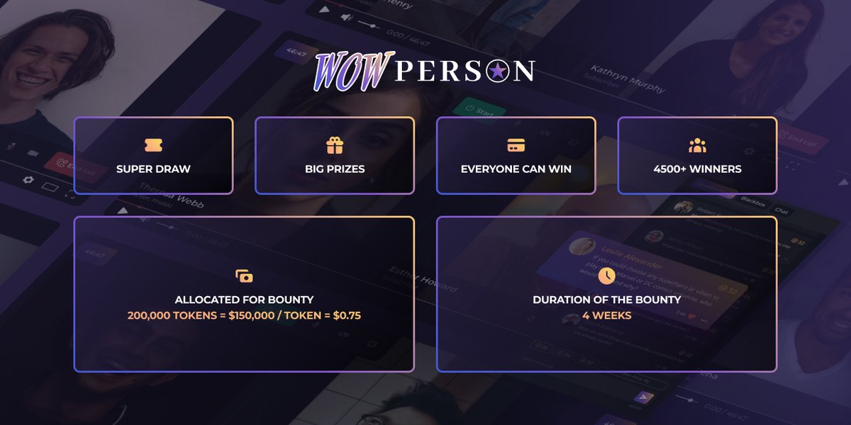 WoWpersonlive's tweet photo. Super bounty started on https://t.co/o0pOLw0q6t 

4500+ winners

Allocated for bounty
200,000tokens = $150,000

Participate here

https://t.co/yM5SuhpWeN https://t.co/rMf4xebxVM