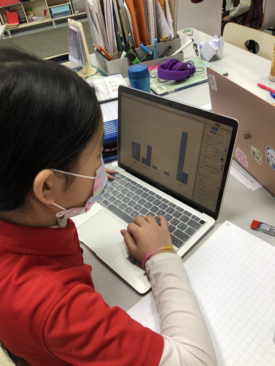 Collaborating with feedback using Keynote tools to format our class break data into visually appealing graphs! #myCISB #numeracy