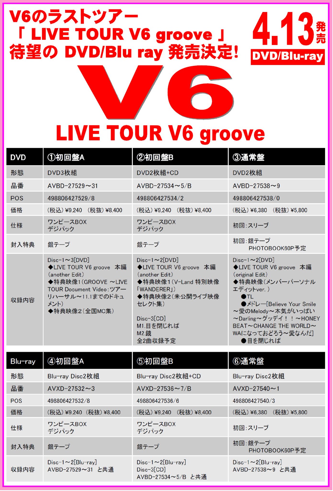 直売正規品 Live Tour V6 Groove通常盤 初回盤a初回盤b Blu Ray Www Phase2plus Com