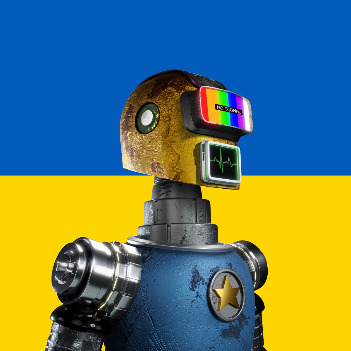 SpaceRobotsNFT's tweet photo. *#/ Peace protocol //:  🤖🙏🤍 🇺🇦 https://t.co/OZf9uGMHZZ
