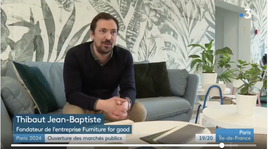 #France3 👏 Bravo Thibaut JEAN BAPTISTE, lauréat de Réseau Entreprendre Paris et à toute l'équipe de Furniture For Good pour votre participation à l’ameublement des sites des <a href="/Jo2024Paris/">JO2024PARIS</a>

#paris2024 @France3tv #economiecirculaire