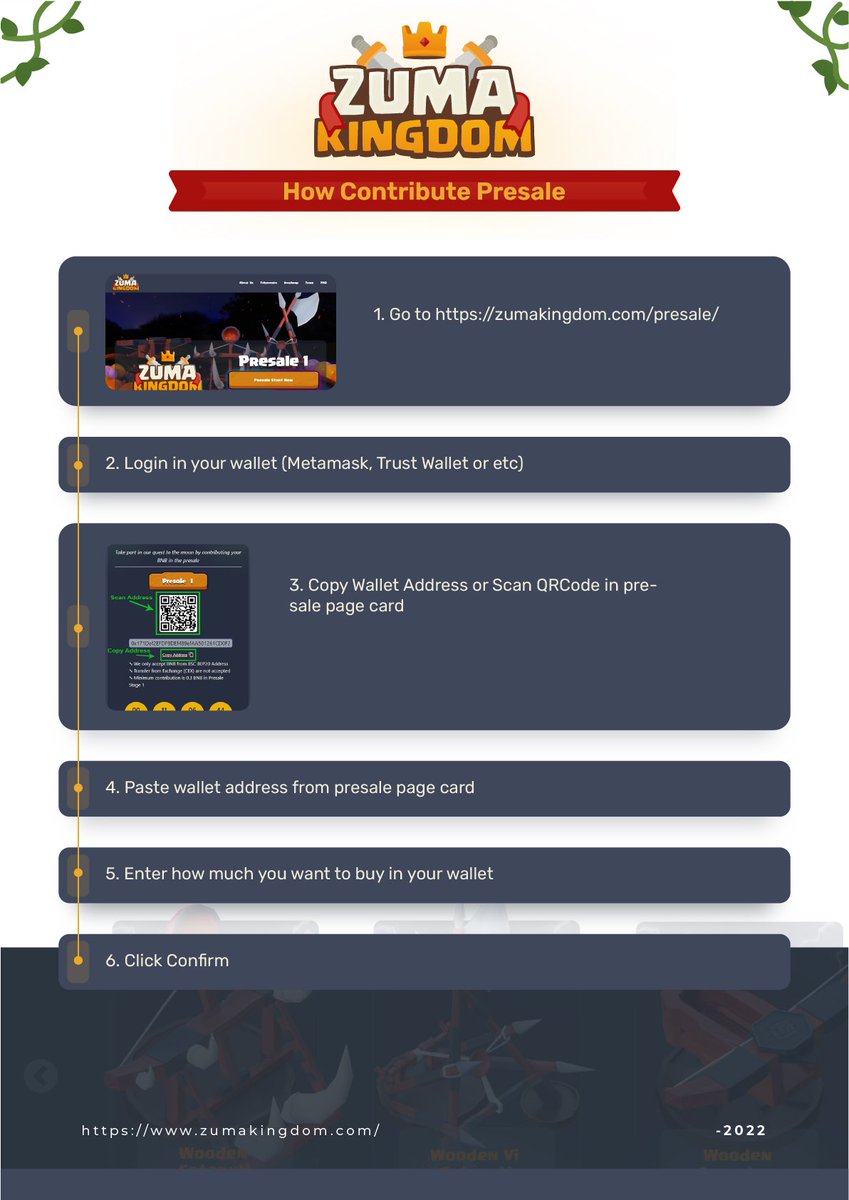 ZumaKingdoms's tweet photo. How to contribute on ZUMA presale

Countdown Presale Link: https://t.co/WBhp7pMDmZ #zuma #ido #presale #GameFi https://t.co/Q9OQ3FitTG