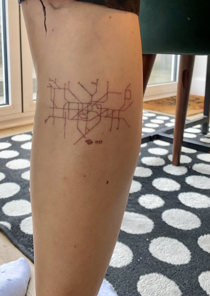 AMHammersmith's tweet photo. What better way to celebrate 25 years with London Underground than getting a 1997 tube map tattoo? Happy anniversary to me! 🥳 https://t.co/orwgqRcboy