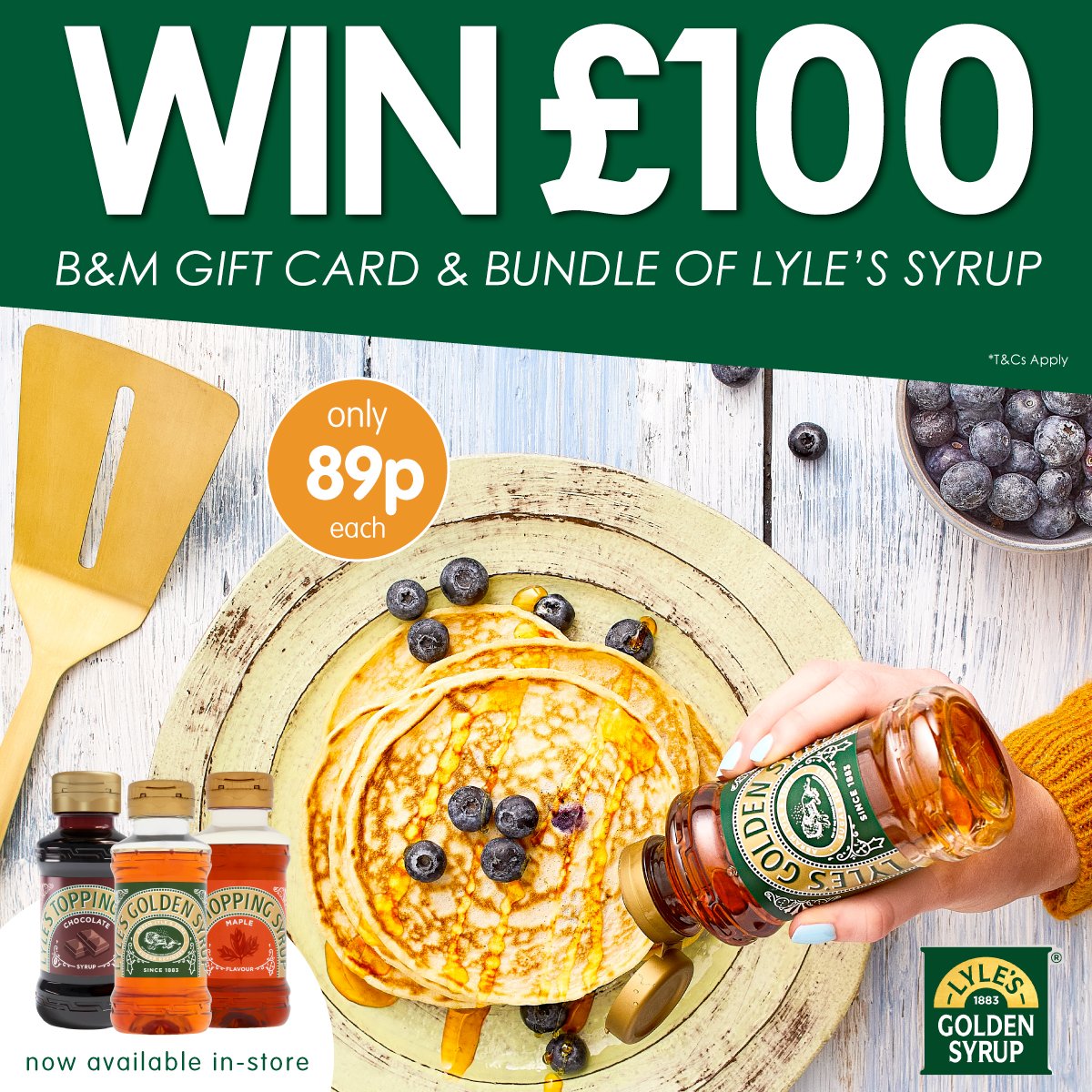 bmstores's tweet photo. 🥞#PANCAKE DAY COMPETITION🥞

It's #PancakeDay on Tuesday, so we're giving you the chance to #WIN a £100 B&amp;M gift card PLUS a @LylesGolden bundle!

For a chance to #WIN, simply FLW/RT &amp; COMMENT WHICH syrup you'd choose;

1) #Chocolate
2) #Maple
3) #Golden

Comp ends 9am 27/2/22 https://t.co/sAwmxwBaIp