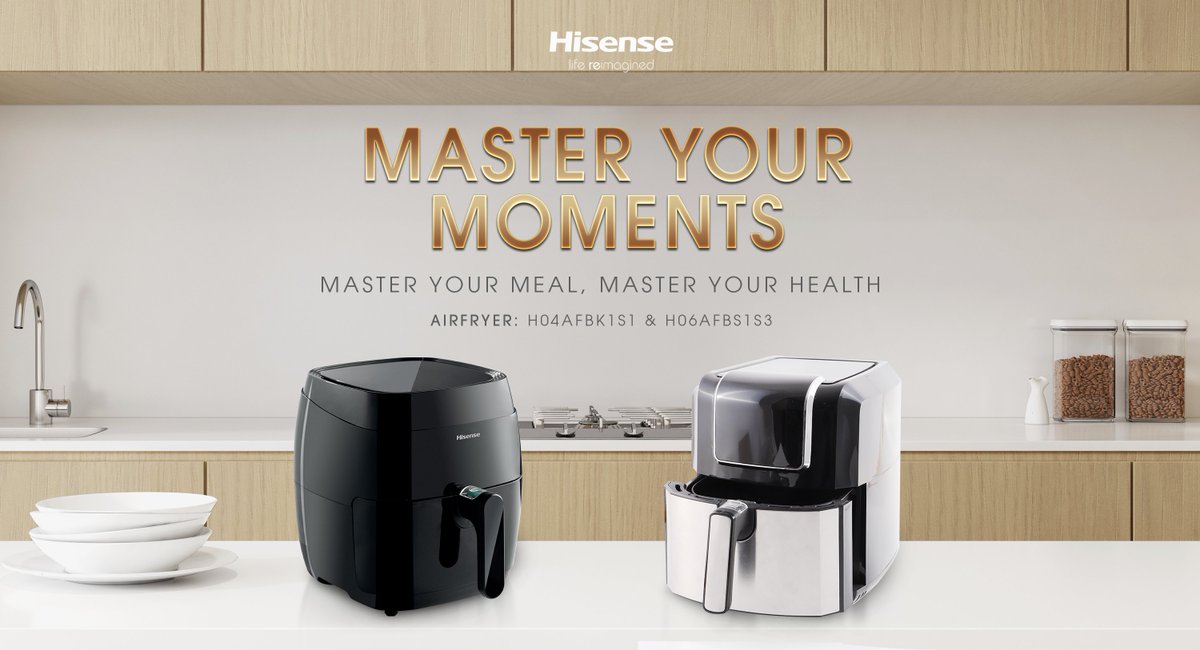 HisenseSA's tweet photo. Crisp on the outside and tender on the inside - no matter the dish, experience flavour the healthier way with the new Hisense Airfryer.
Master your meal, Master your health. #Hisense #HisenseSA #MasterYourMeal #MasterYourHealth #MasterYourMoments #HisenseZA https://t.co/C73yEfx2mg