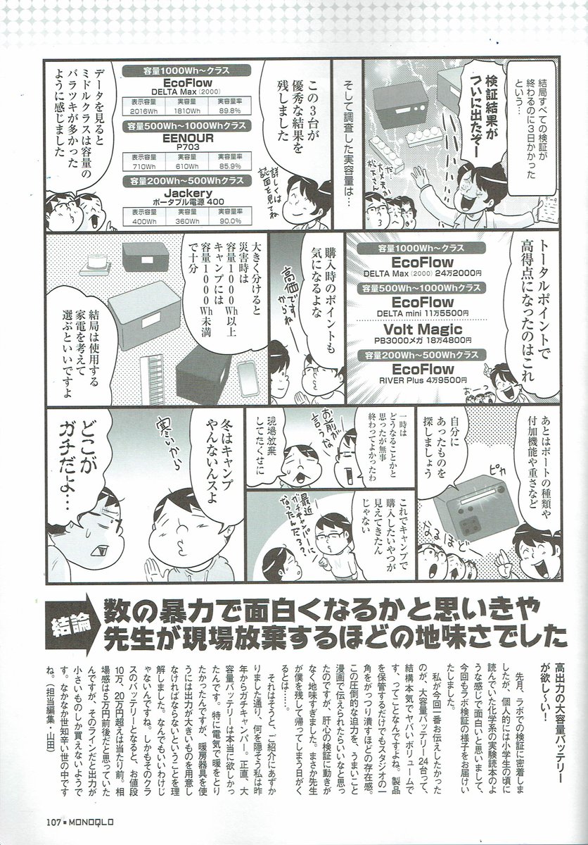 voltmagic's tweet photo. テストするモノ批評誌　MONOQLO　2022年４月号　大容量バッテリー24台　ガチ査定　にて　A判定をいただきました。
色々なポータブルバッテリーが評価されています。
ぜひ雑誌を購入してみてください！
https://t.co/ZjLtwKb2vc
＃MONOQLO　＃ポータブルバッテリー https://t.co/zYh628ANSa