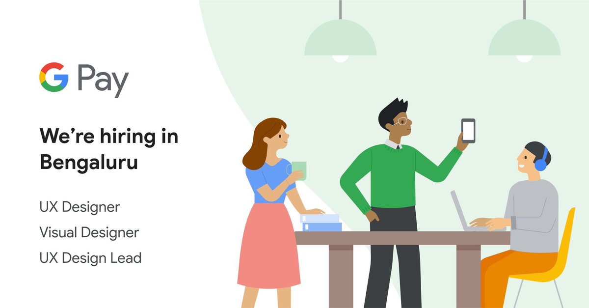 ajjuprasad's tweet photo. We're growing our Google Pay UX team in Bengaluru to help make money simple, helpful, and accessible for everyone. ❤️

To learn more and apply: https://t.co/5HKB6toYeI https://t.co/ELUQGBAaBt