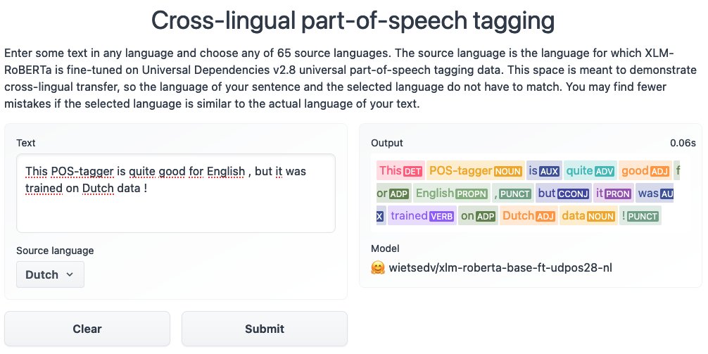 Models and a demo can be found on @huggingface Spaces (second link). Evaluation results for each model can be found on the linked model pages.

📝 Paper: wietsedv.nl/files/devries_… 
🤗 Models + Demo: hf.co/spaces/wietsed… 
💻 Code: github.com/wietsedv/xpos