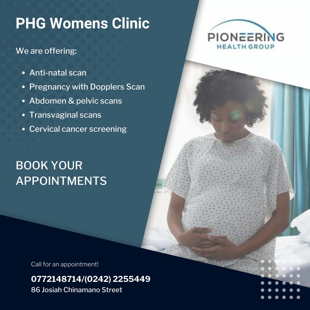 Hello Ladies and Gentleman

Are you aware that PHG Women's Clinic is offering the following scans at an affordable price? Book your appointment today, we have the best gynecologists' and obstetricians to examine you. 

Cancer screening services are also available. #womenclinic