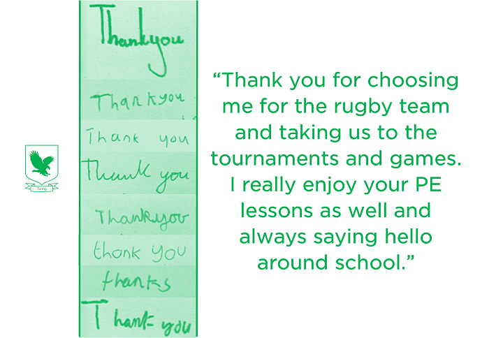 WellacreAcademy's tweet photo. At the end of the half term, it was Turing's turn to have the opportunity to thank Wellacre staff.
We're proud to share Turing students' words of recognition and thanks! #HalfTermHero #Turing #ThankYou https://t.co/QlKqExhIvC