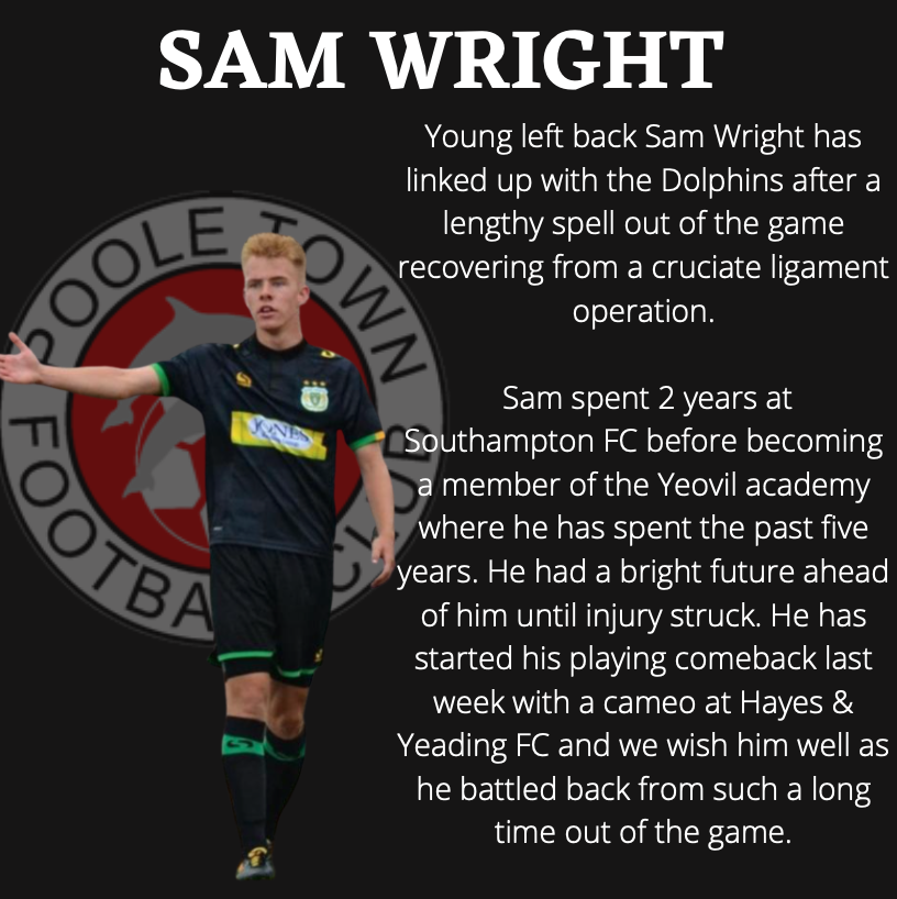 Did you notice Sam Wright at Hayes &amp; Yeading FC?👀

Sam has also joined The Dolphins🐬