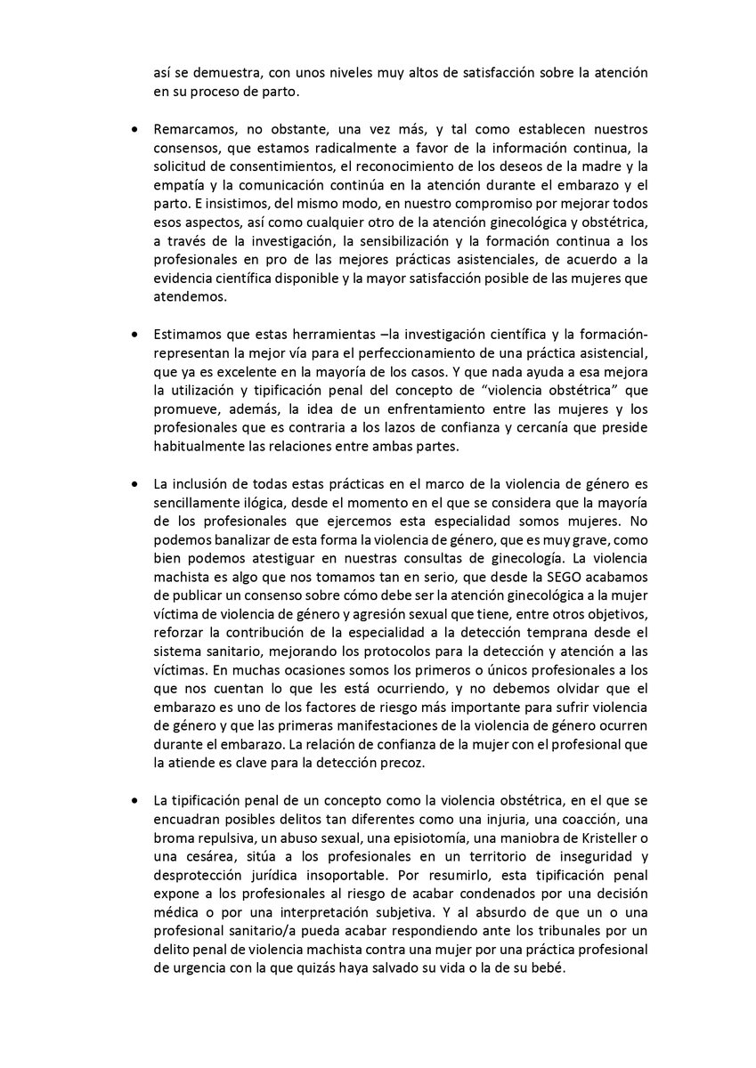 Al hilo de la intervención de la ministra Irene Montero ayer en el Congreso, como hemos pedido los #ginecólogos @OMC_Espana y otros profesionales sanitarios, confiamos en que el término Violencia Obstétrica no se incluya en la nueva Ley del Gobierno. Recordamos comunicado (hilo)