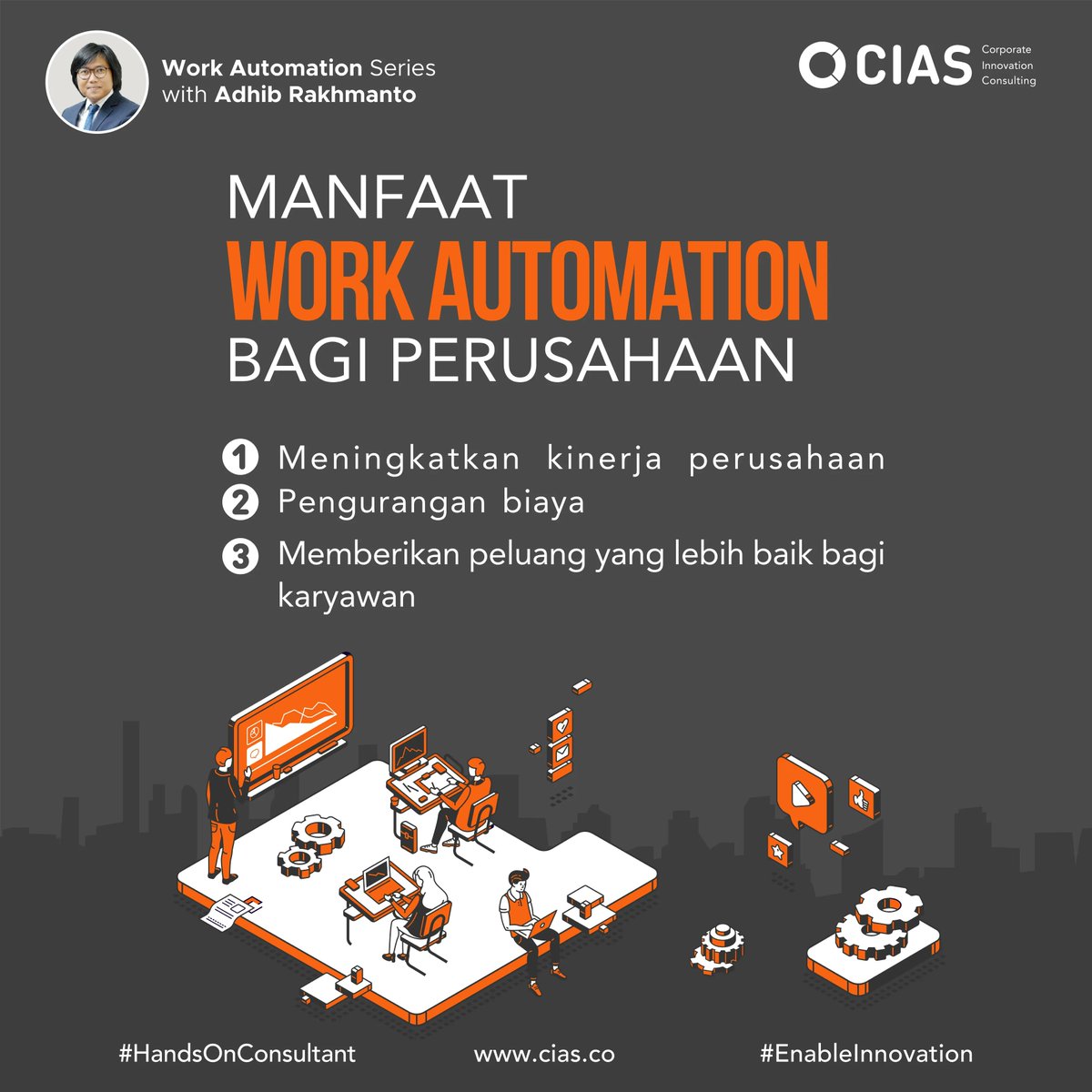 CIAS_co's tweet photo. Berikut 3 manfaat work automation bagi perusahaan. Ketahui juga manfaat work automation bagi karyawan dan juga pelanggan Anda, klik disini untuk membaca artikelnya https://t.co/LuFScFgZUV

#CIAS #HandsOnConsultant #EnableInnovation #WorkAutomation https://t.co/Gm2XsEdYtY