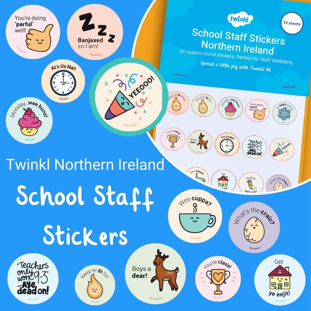 Twinkl NI wants to spread a little joy to educators across our wee country! 
After a difficult two years, this sticker pack is here to remind school staff that even when they are banjaxed after a long week, they're doing 'parful' well! 🤣 #keeperlit #NORTHERNIRELAND <a href="/coolfm/">Cool FM</a>