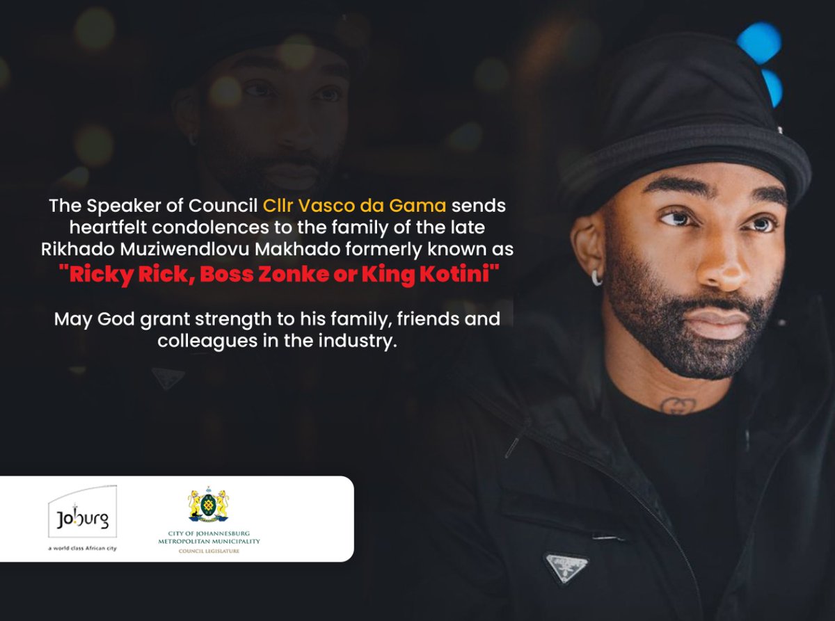 joburg_city's tweet photo. A message from the @CoJSpeaker @CityofJoburgZA @chairpersons_c to the Makhado family #RIPRikyRick 
#rickyrickworld #Ricky https://t.co/DbSV6yPBvp