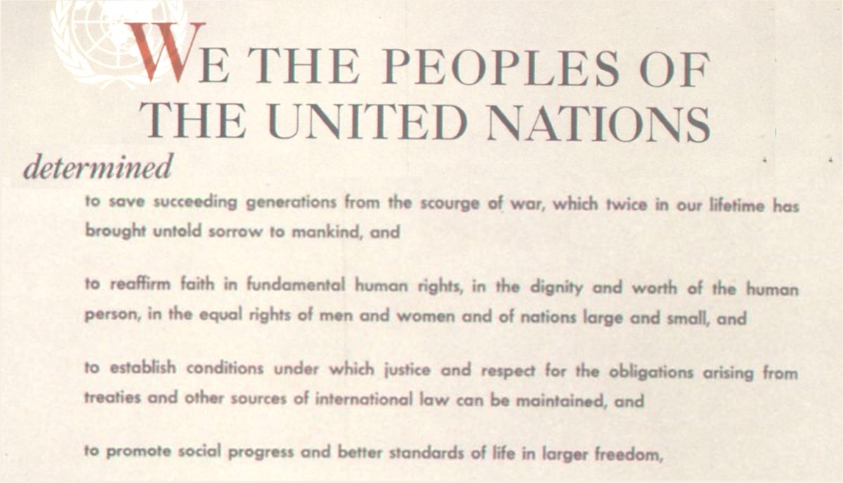 @EvieDaisy3 @ZelenskyyUa I #StandWithUkraine 
2 years ago, the UN Secretary General asked us to '#ComeHomeToTheUNcharter'.

Peace is #Goal16 of the 2015 UN Declaration.

80 years of history, the #MarchForTheUNcharter
(The first 'Declaration by United Nations' was signed 1/1/1942)
x.com/antonioguterre…