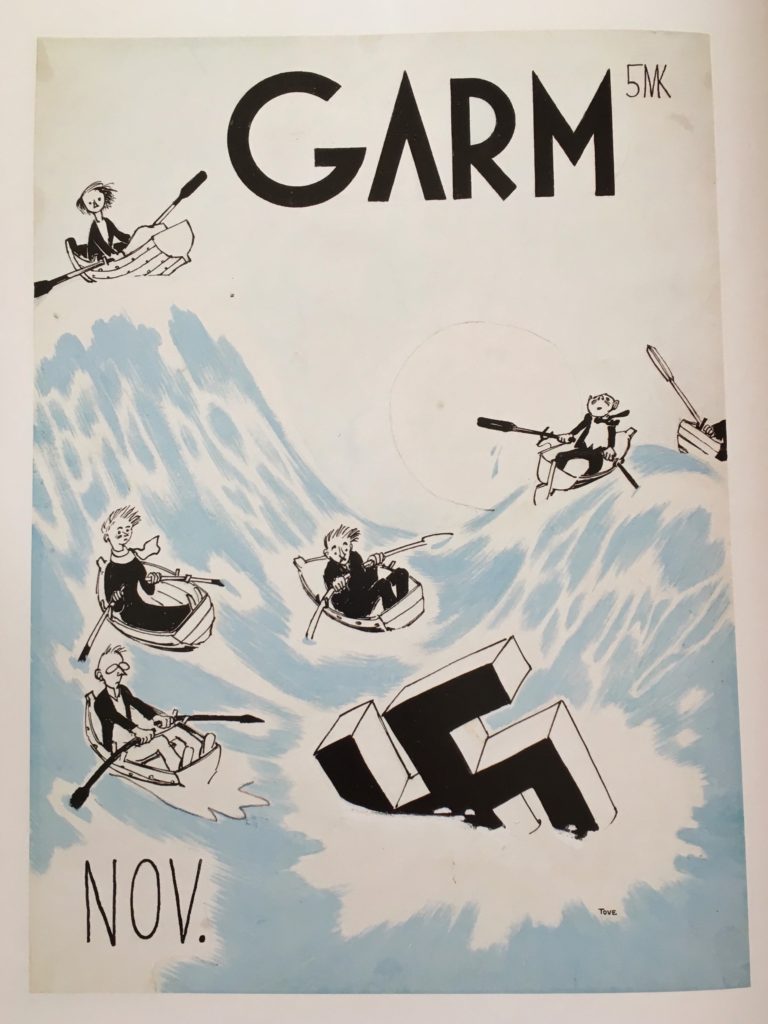 womensart1's tweet image. Moomins creater Tove Jansson created illustrations for 'Garm', an anti-fascist Finnish-Swedish satirical magazine (c.1944) #WomensArt
