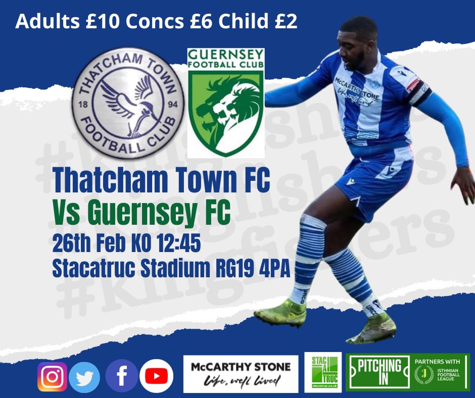 We welcome <a href="/GuernseyFC/">Guernsey FC</a> to the <a href="/Stacatruc/">Stacatruc Ltd</a> Stadium on Sat 26th Feb

⏰Please note this is an 12:45 KO⏰