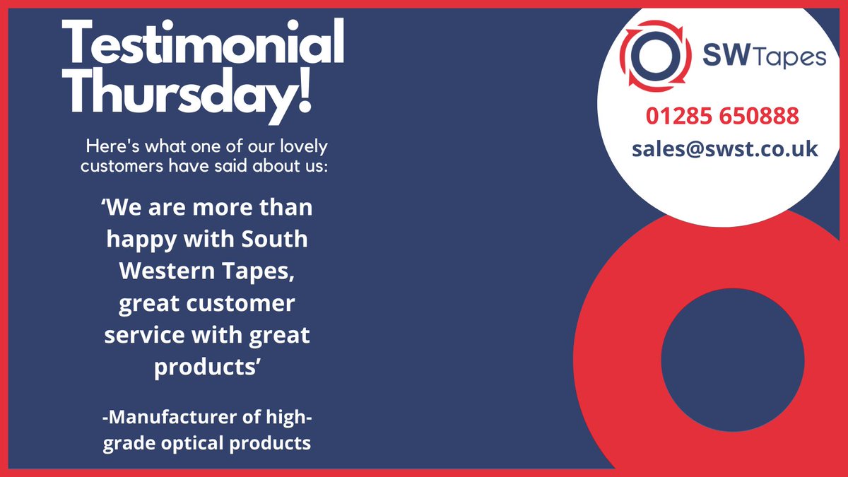 SWSTapes's tweet image. It's time for another #TestimonialThursday!☺️

Here's what our customer in the #optical industry said about our services: #happycustomer
