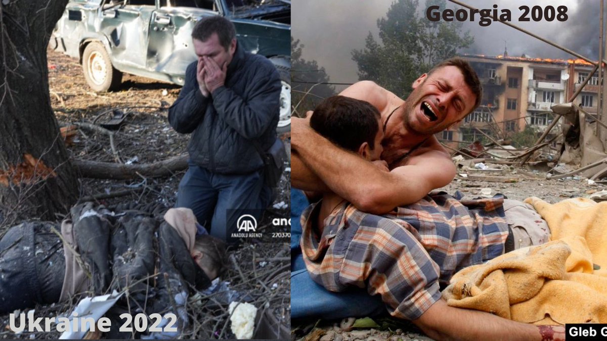 antelava's tweet photo. Keep staring at these two images. One from #Chuhuiv near #Kharkiv today another from Georgia in 2008. We've had all the signs all along and there were so many opportunities to stop him. And now it's too late. #Ukraina  #UkraineRussia #UkraineRussiaWar https://t.co/2cC83PEPpa