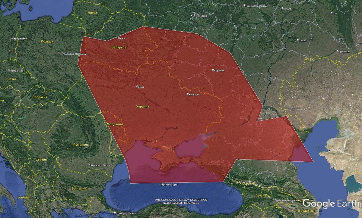 ❗️Закрытый для полётов район проведения военной операции ВС РФ на территории Украины. Нарушать эти границы не пытаются даже разведывательные беспилотники США, а самолёты - разведчики держатся на удалении в воздушном пространстве Польши. А мы здесь живём!
