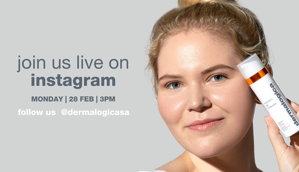 dermalogicasa's tweet photo. join us live on instagram where our professional skincare therapist will be taking all things #bioluminc gel moisturiser and brightening your skin and for a special surprise ✨set your reminders ➡ https://t.co/T180W3Yzjo #dermalogicasa https://t.co/XtkDAnSyEP