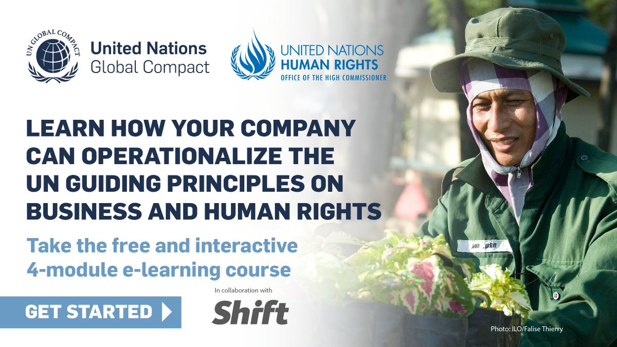 globalcompact's tweet photo. ❔How can your business know and show it respects human rights?

Enrol in the UN @globalcompact Academy 🎓  #BizHumanRights E-learning Course to learn how your company can #StandUp4HumanRights: https://t.co/Nhe6Sg9GeF
 
#UNGPs10plus @UNHumanRights @shiftproject https://t.co/2mOF62trPz