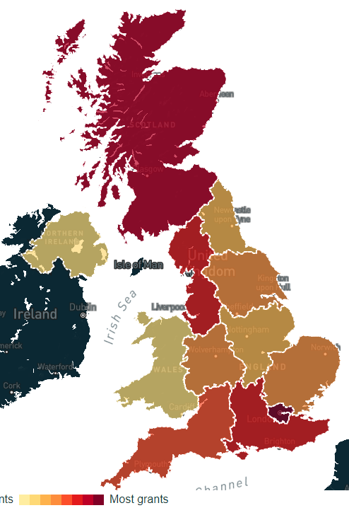 debbiepippard's tweet photo. Interesting geographical analysis of foundation grantmaking from @360Giving  https://t.co/4qvR52UIp8.  Though would like to see £££ as well as number of grants - maybe I'm just not looking in the right place? https://t.co/j1ZdbuYkls