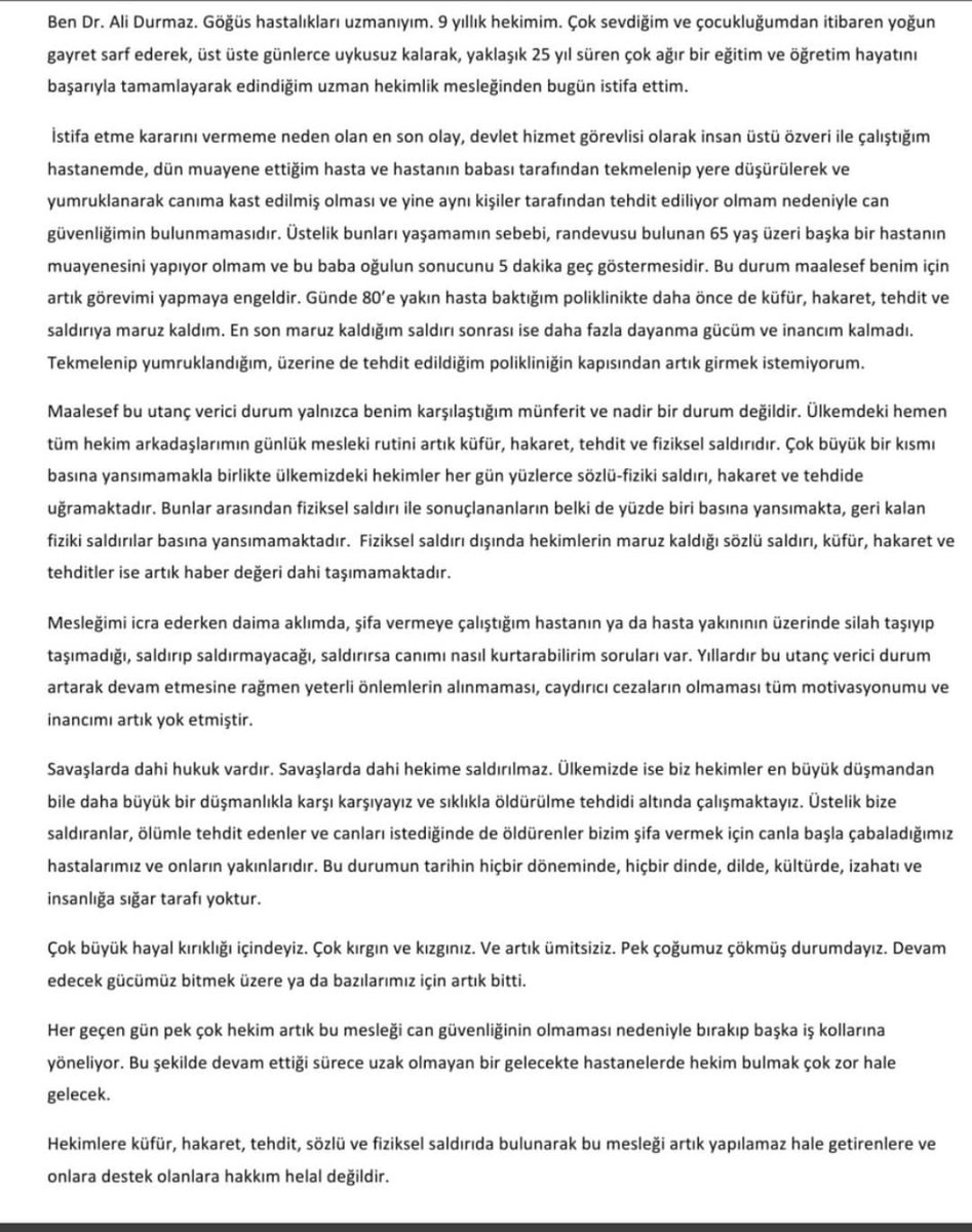 Hekimlere yaptığınız kötülükleri aslında kendinize yaptığınızı anladığınızda artık çok geç olacak.
#Dralidurmazyalnizdegildir