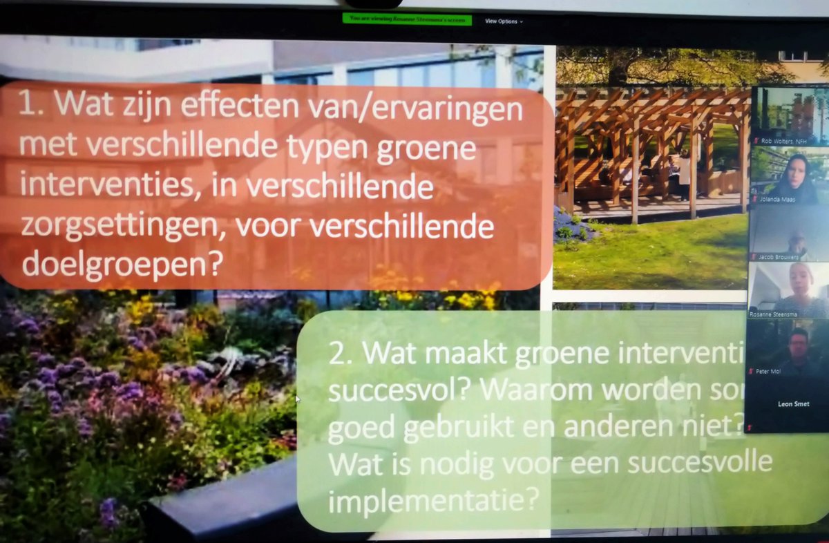 Het project "Groen voor de Zorg- toepassingen voor patiënten &amp; zorgprofessionals’", gecoördineerd door <a href="/VUamsterdam/">Vrije Universiteit Amsterdam (inactief)</a> <a href="/Jolanda_Maas/">Jolanda Maas</a> is goed op stoom. Vorige week vond de 2e consortium-bijeenkomst plaats, met rapportages over voortgang. NFH is partner.
nahf.nl/nieuw-project-…