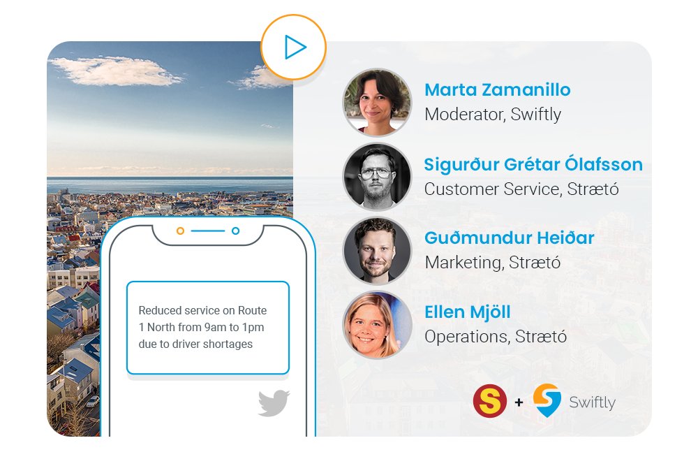 Swiftly has an exciting partnership with Iceland's Public Transport Authority to communicate service changes seamlessly. 

Tune in on Thursday, March 3rd for a conversation with leaders across <a href="/straetobs/">Strætó</a> on how they get the job done with help from Swiftly: hubs.ly/Q014RPWG0