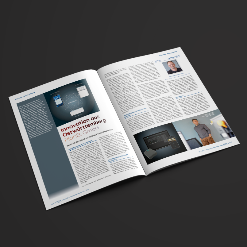 PlanBGmbH's tweet photo. PlanB. ist Teil des Titelthemas „Innovation aus Ostwürttemberg" in der aktuellen Ausgabe der IHK-Kammerzeitung „Wirtschaft in Ostwürttemberg“.  

Online Ausgabe👉https://t.co/v8K752GaL6 https://t.co/Kjou2M3nvc