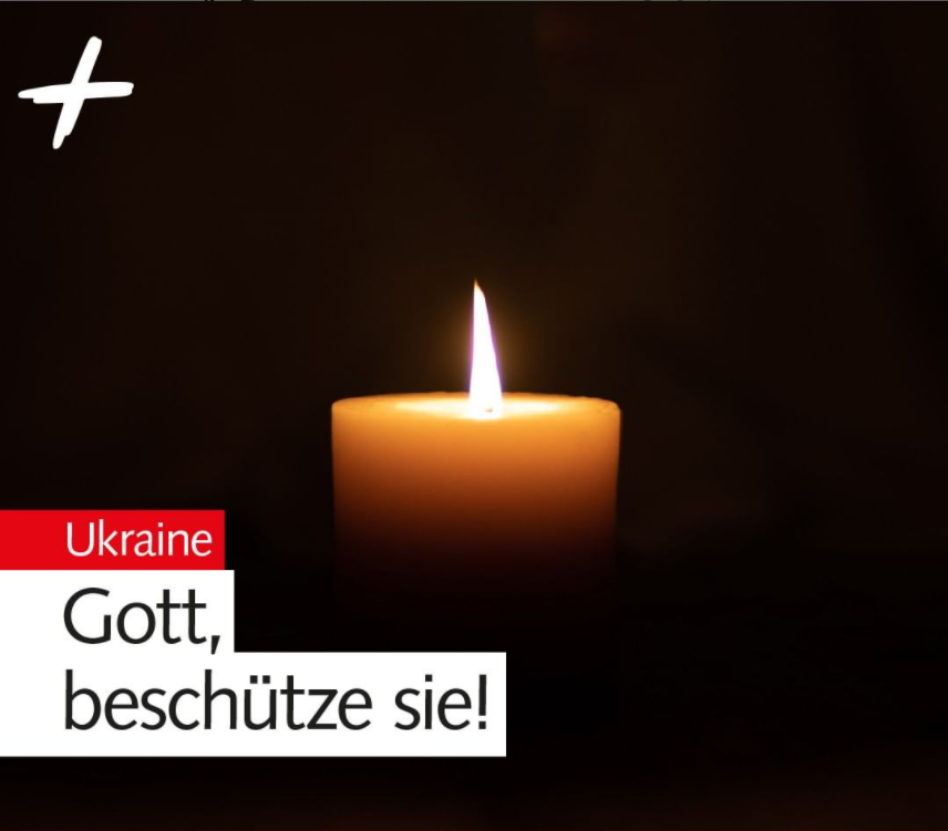 🙏 Wir bitten Euch an diesem schrecklichen Tag: Entzündet ab heute Abend jeden Tag um 18 Uhr eine Kerze zum kurzen #Gebet für die Menschen und den #Frieden in der #Ukraine.🕯 Unsere Gedanken sind bei allen, die Tod, Leid und Zerstörung ins Auge sehen. 🇺🇦