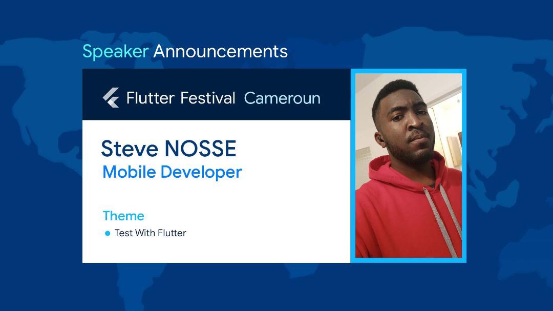 fluttercm's tweet image. presentation of our Speakers
@nossesteve Mobile Developer Will show us how to test with flutter.
#flutter
#FlutterFestivals